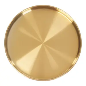 6 Piece Gold Round Serving Trays 201 Stainless Steel 12.2In Dishwasher Safe Stackable for Food Jewelry Cosmetics Home Party Decor Lovers