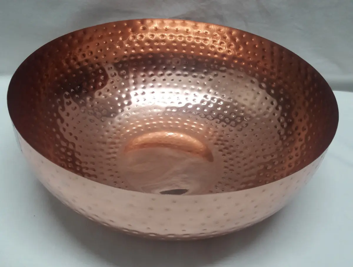 212 MAIN Handmade Hammered Iron Copper-Plated Fruit Bowl - Unique Texture Dining Tableware for Home, Garden Use