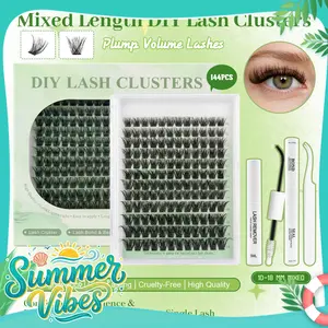 Lash Clusters Kit Wispy Lash Clusters Cluster Eyelash Extensions 10-18mm Lash Extension Kit Eyelash Cluster Eyelash Extensions Waterproof DIY Individual Lashes Clusters with Soft Thin Band Makeup Cosmetic