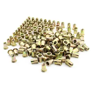 100 count 1/4" - 20 UNC Rivet Nuts, Zinc Plated Finish Carbon Steel, Flat  Threaded Inserts Nutser