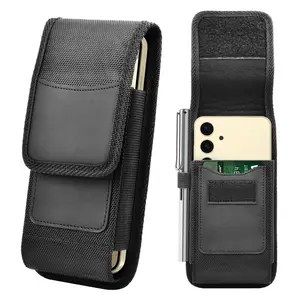 Vertical Double Layer Belt Cell Phone Holster Pouch,Multi-functional Phone Wallet Card Holder for Work Hiking Camping Fit 5.5-6.9 in Cell Phone