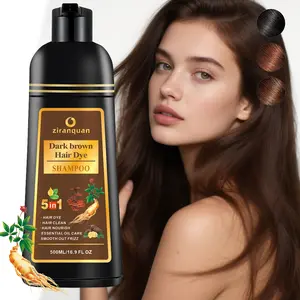 Hair Dye Shampoo 5 in 1 for Gray Hair, Herbal Ingredients Natural Shampoo Hair Dye for Women Men (Dark Brown) Conditioner Haircare