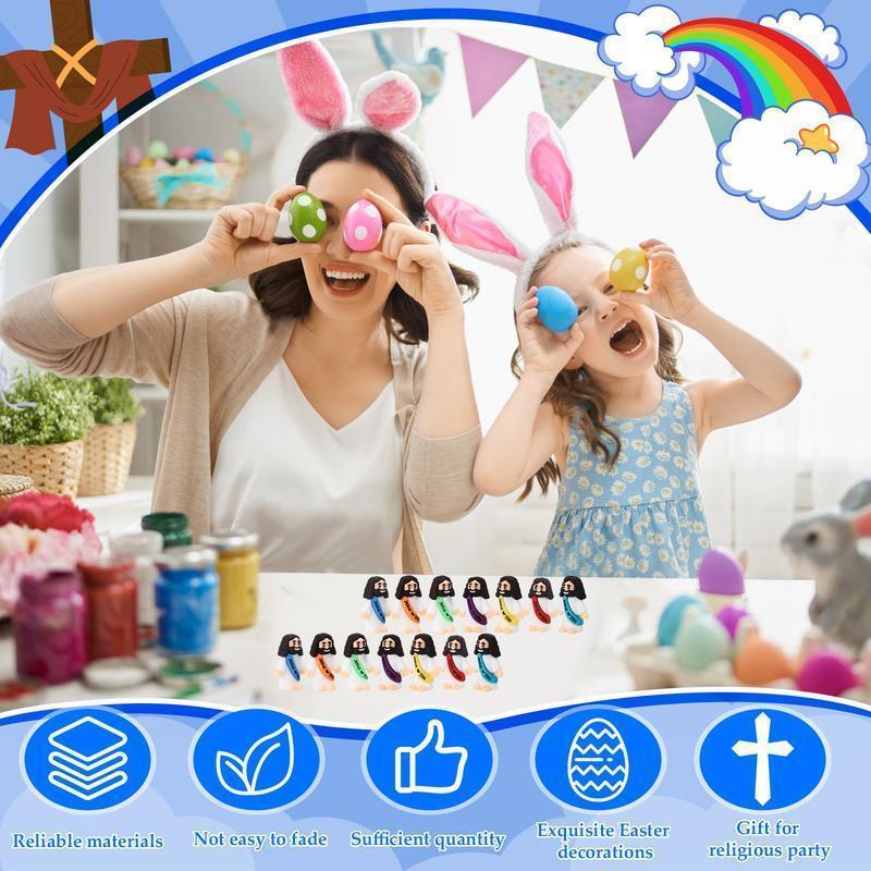 【New for Black Friday】Original Design 50/100Pcs  Jesus Figures with Jesus Love You Slogan for Religious Party Favors Sunday School Baptism Gifts Home Decoration Ornaments Mini Cute Figurines decor display Multicolor Rosary Cross Personalized Wording