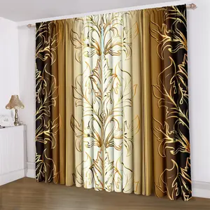 Leaf Print Curtain, Heavy Curtain, 2 Counts/set Classic Style Window Drapes, Home Decoration for Living Room Bedroom Study Room, Home Decor