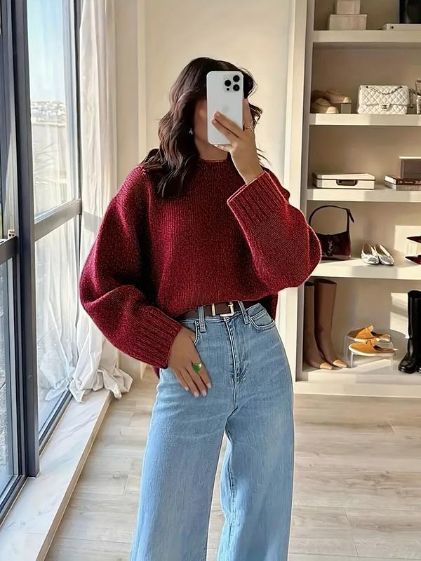 Women's Vintage Knit Sweater, Fall Winter New Round Neck Loose Fit Casual Soft Comfortable Top, Elegant High-End Slimming Design Women's Vintage Knit Sweater, Fall Winter New Round Neck Loose Fit Casual Soft Comfortable Top, Elegant High-End Slimming Design