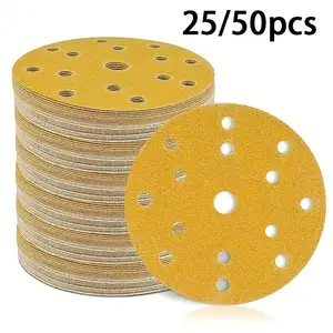 150mm Grinding Wheel, Hook 60/80/120/180/400 Grit, 6-Inch 15-Hole Round Abrasive Pad, Suitable for Random Orbit Sander and All Vibration Tools