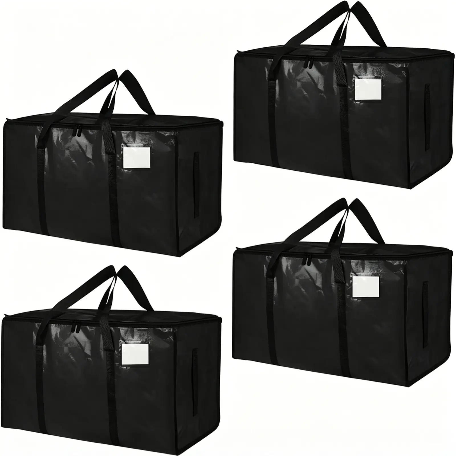 4 Pack Extra Large Heavy Duty Moving Bags with Handles, Waterproof Storage Totes for College Dorm Essentials, Reusable Alternative to Moving Boxes for Packing Clothes, Blankets, Bedding and Comforters, Space Saving Foldable Luggage Storage Bags
