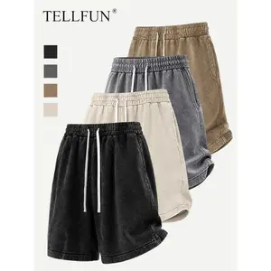 Summervibes Buy 2 get 1 free Men's Sweat Shorts Athletic Vintage Acid Washed Cotton Gym Short Elastic Waist Drawstring Workout Jogger Pants with Pockets Streetwear Athletic Sweat Shorts baggy bottom