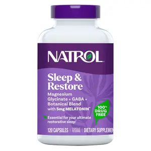 Natrols Sleep & Restore (120 Count. Value Pack) - Magnesium Glycinate + GABA + Botanical Blend with 5mg Melatonin - Supports Relaxation, Restorative Sleep & Nighttime Renewal