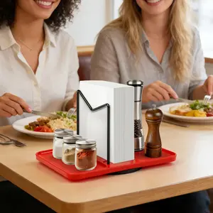 Kitchen Countertop Organizer, Smooth Rotating Paper Towel & Condiment Holder, 360 Degree Rotation, Space-Saving Design