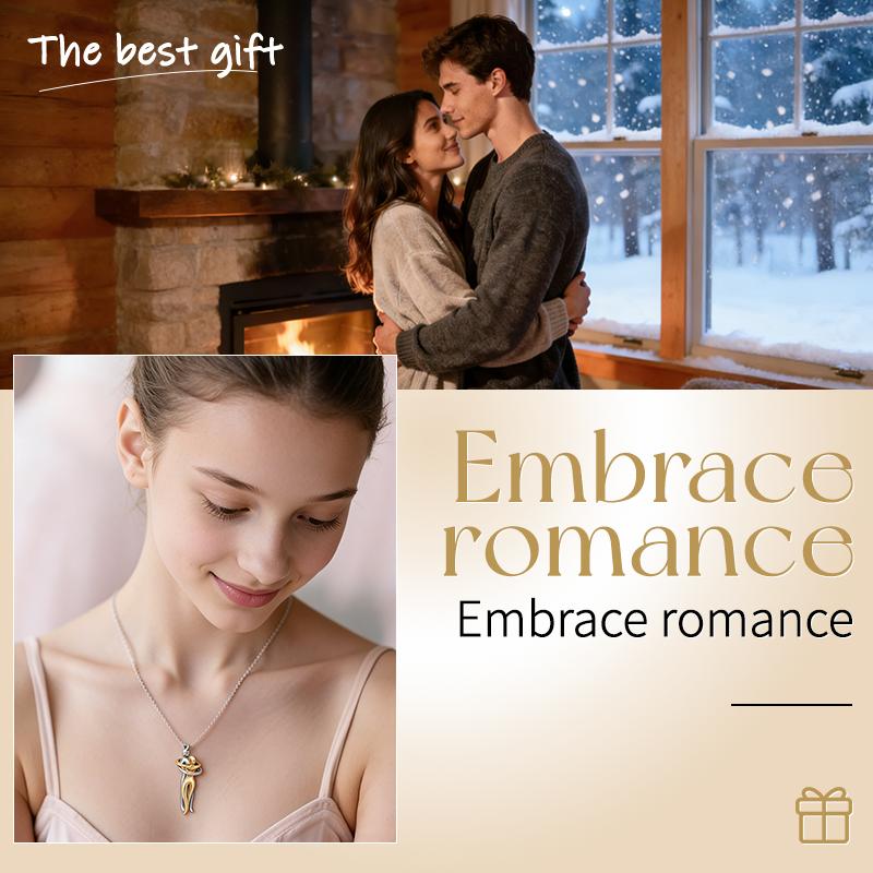 Couple Hug Necklace for Women – Romantic Christmas Gift from Boyfriend or Husband | Ready Gift Box & Love Note | Anniversary, Birthday Jewelry