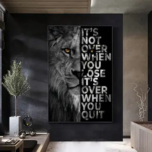 A 1-square-meter art canvas painting featuring a lion on it. A suitable painting for wall decoration, suitable for use in bathrooms, bedrooms, offices, living rooms or walls of the home, an aesthetically pleasing interior decoration, a wraparound frame.