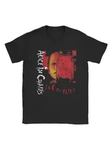 Vintage Graphic T-Shirt with Alice in Chains Band Elements, Casual Fitted Polyester Tee for Rock Music Lovers, Unisex Breathable All-Season Wear