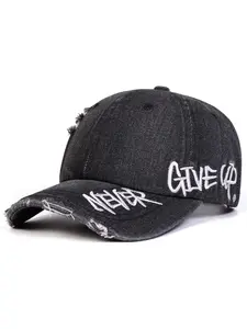 Unisex Never Give Up Baseball Cap, Adjustable Hat, Adjustable Fitted Design, Casual Woven Fabric, Perfect for Spring & Fall Outdoor Activities