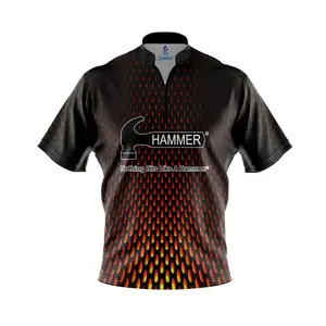 Hammer Fire Mesh Quick Ship CoolWick Sash Zip Bowling Jersey