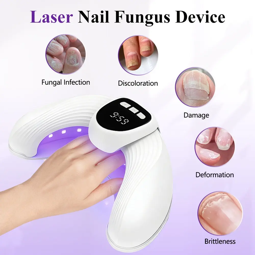 Nail Fungus Laser Device for Multiple Toenails & Fingernails, Nail Deformation, Fungal Infection, Discoloration, Brittleness, Onychomycosis Toenail Treatment LED Light Device Electric Nail Repair Solution for Damaged and Discolored Nails UV Light Therapy