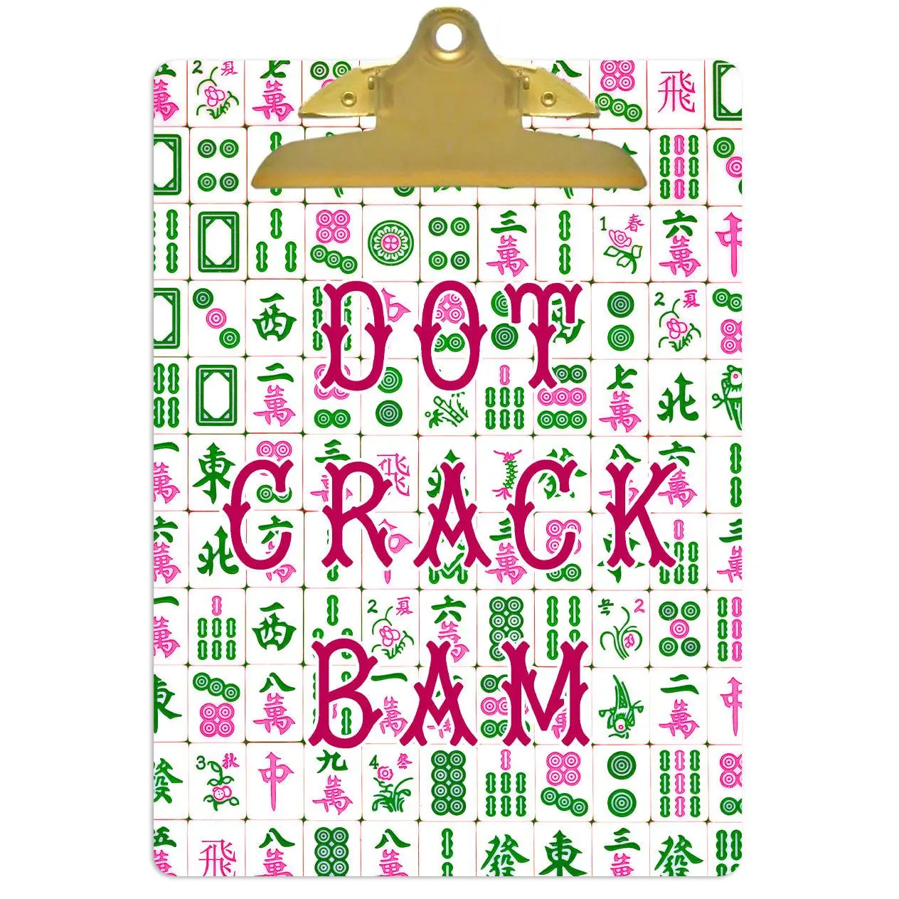 CB6662-Mahjong Dot Crack Bam Pink and Green Clipboard