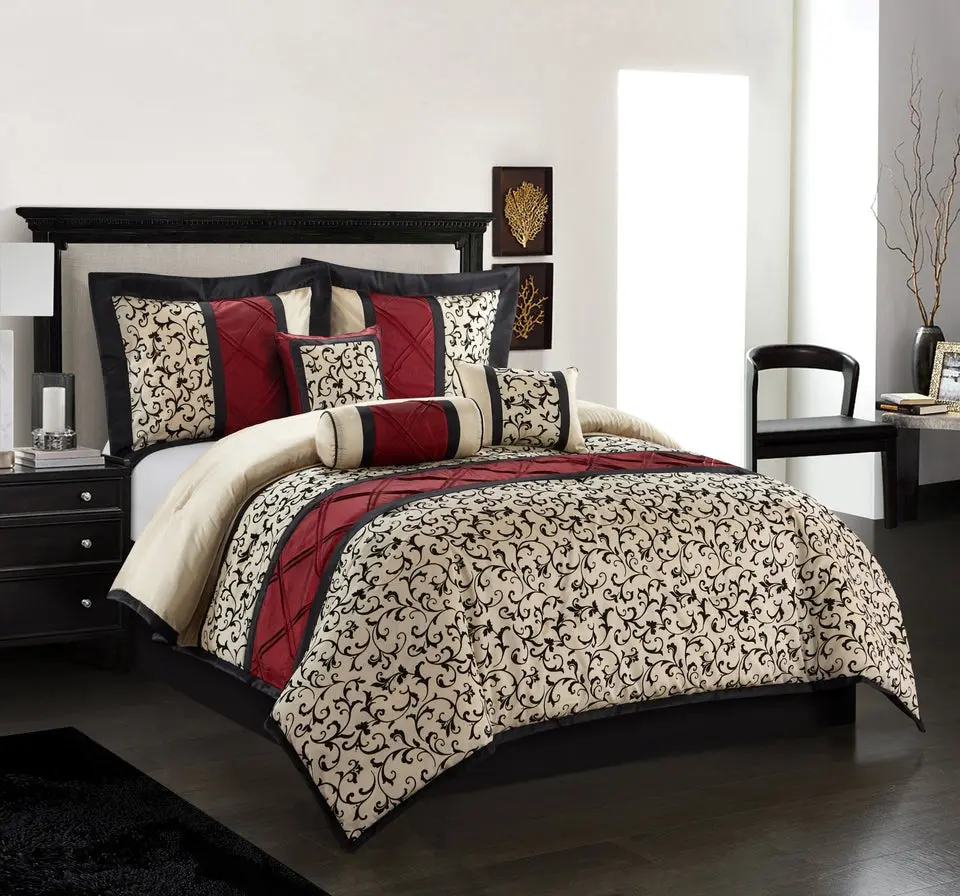 Bella 7-Piece Comforter Set, Cream, Patchwork