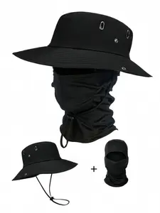 2pieces Sun Hats For Men Women Bucket Hat+Ski Mask UPF 50+ Boonie Hat Foldable UV Protection Hiking Beach Fishing Summer Outdoor Activities