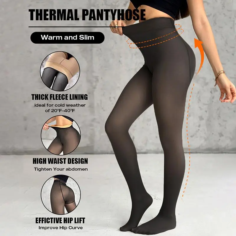 CHICME Women's 2-Pack Thick Fleece-Lined High-Waist Leggings - Fashionable, Fit, Plus Size Options, Tummy Control Sheer-Style Bottoms, Soft Fabric for Winter Thermal Casual Wear
