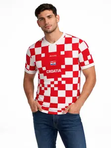 Croatia National Team Football Sports Wear 2026 New Short Sleeve T-Shirt, Quick-Dry Fabric, Casual All Seasons Soccer Training Top, Casual Sports Jersey