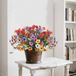 Artificial Violet Bouquet Set, UV Resistant Outdoor All-Season Decor, Realistic Faux Leaves, Boho Style, Waterproof, Wedding Centerpiece, Artificial Bouquets