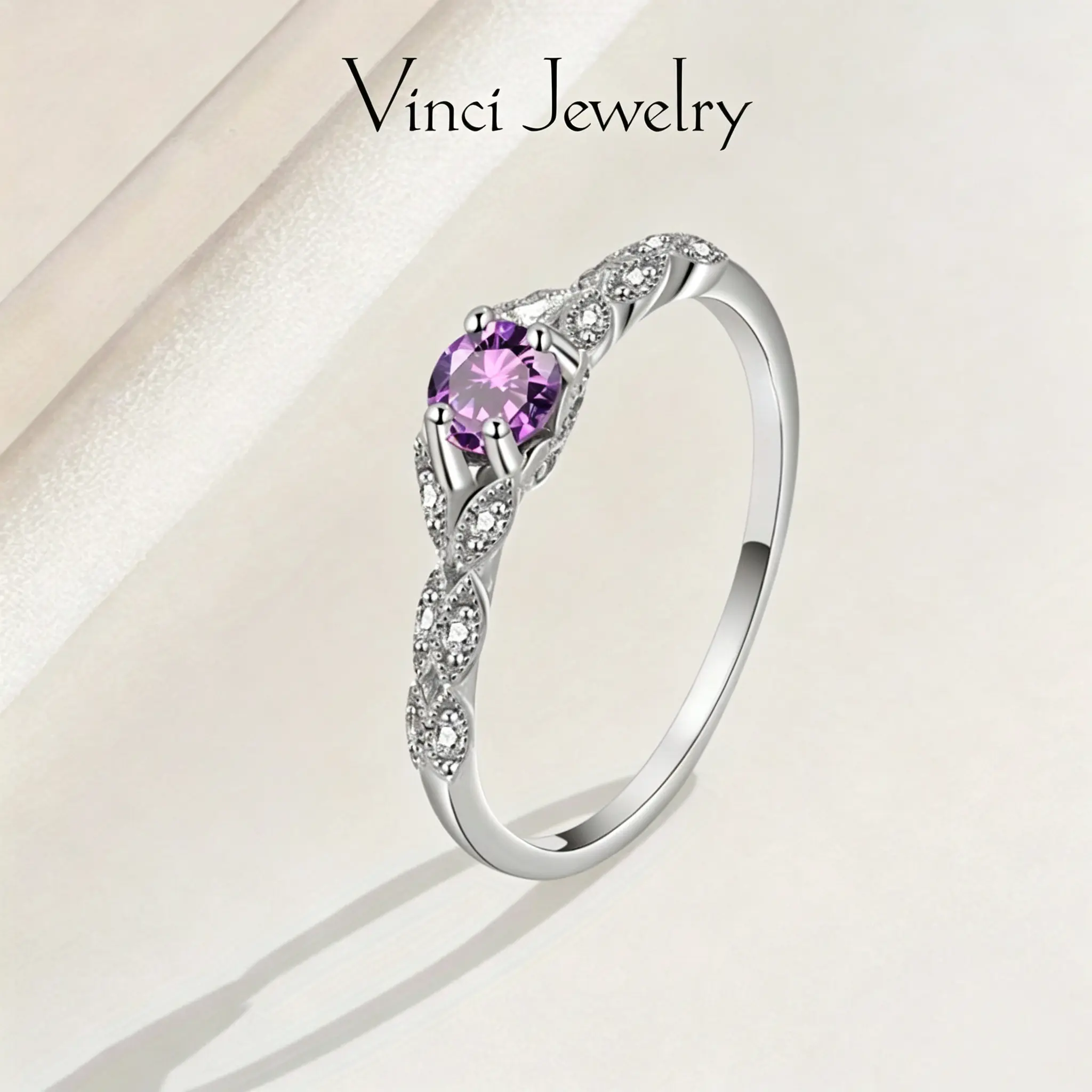 925 Sterling Silver 1.53 Cttw Purple Amethyst White Synthetic Sapphire and Synthetic Moissanite Engagement Ring For Women Jewelry Ring Elegant Ring Bridal Rings