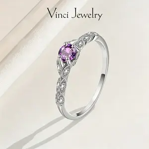 925 Sterling Silver 1.53 Cttw Purple Amethyst White Synthetic Sapphire and Synthetic Moissanite Engagement Ring For Women Jewelry Ring Elegant Ring Bridal Rings
