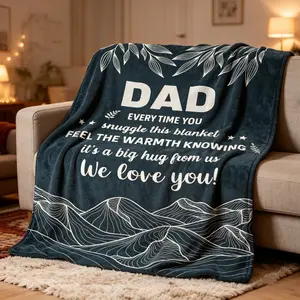 Custom Dad Blanket from Kids Father's Day Gifts Cozy Warm Fleece Throw Blanket Birthday Gift for Dad Husband, Meaningful Family Gift