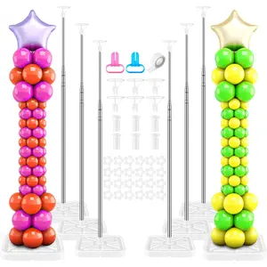 6 Sets Balloon Column Stand Kit, 6.6 ft Balloon Pillar Telescopic Balloons Stand for with Reusable Pole and Base for Wedding Baby Shower Birthday Decoration