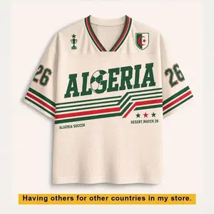 Custom Number Algeria Inspired Soccer Jersey, Retro Desert Style Shirt, Personalized Number Jersey, Algerian Fan Gift