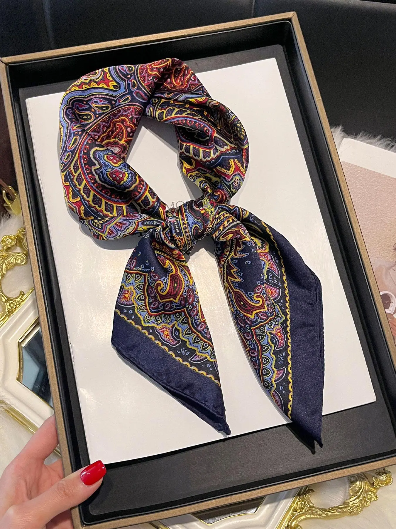 Paisley Print Square Scarf, Boho Style Hair Band for Women, Fashionable Scarf for Daily Wear, Casual Soft Scarf, Casual Versatile Scarf for Women, Paisley Print Shawl, Headscarf