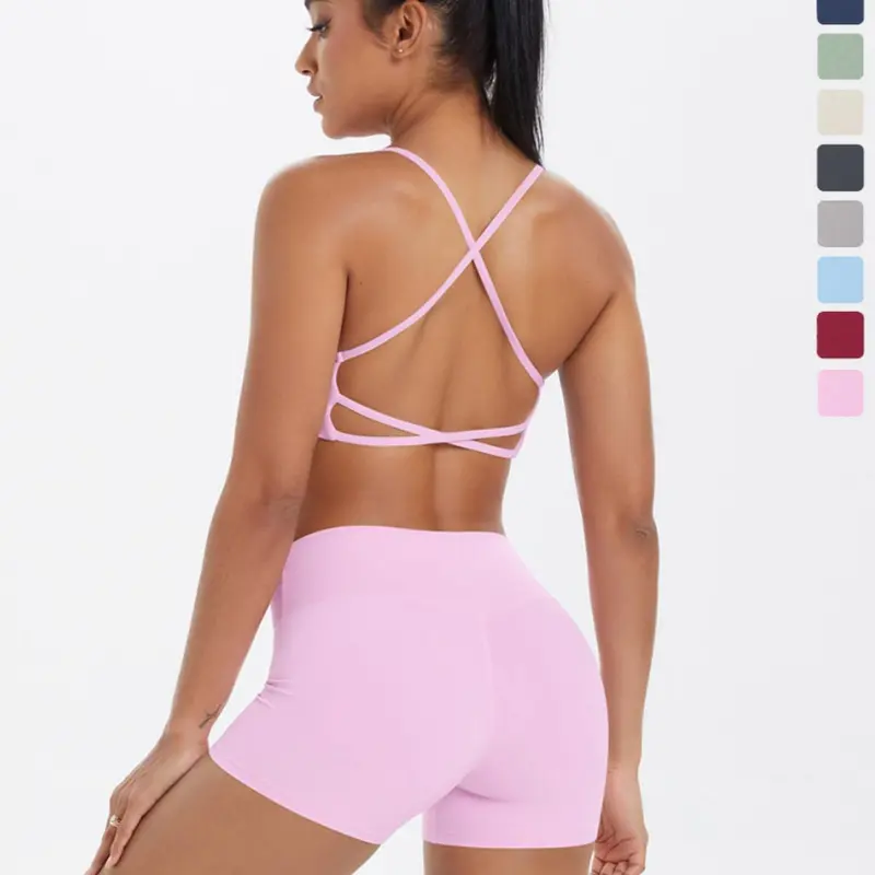 Women's Solid Crop Sports Bra & High Waist Shorts Set, Sporty Casual Outfits for Yoga and Workout, Summer Activewear, Gym Clothes, Active Fitness Wear, High Stretch Activewear