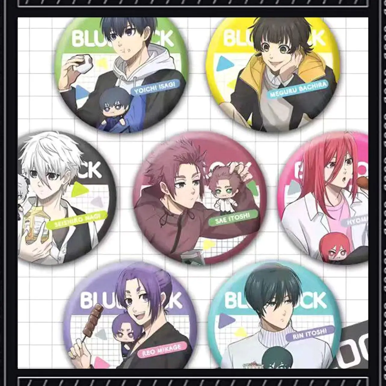 Blue Lock Chibi Badge Set,Yoichi Isagi, Bachira, Nagi, Reo, Rin, Sae Pinback Buttons,Cute Anime Pins for Bags, Jackets & Collectors,ブルーロック