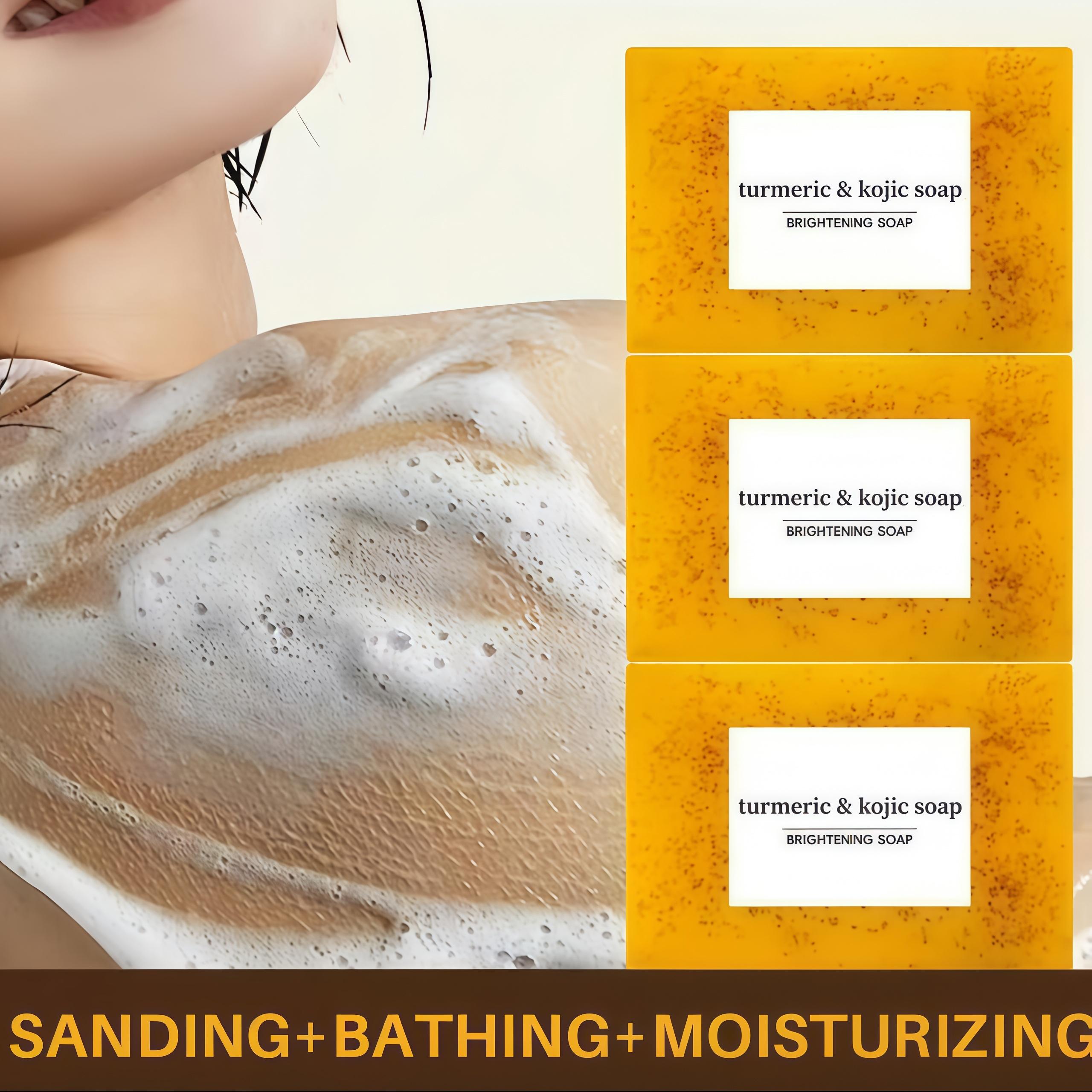 3PCS Lemon Turmeric KojicAcid SoapLemon Kojic Acid Soap BarTurmeric Soap BarKojic Acid SoapDark Spot Remover for Face