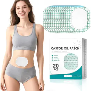 20Pcs Castor Oil Patches, Organic Cotton Castor Oil Pack Wrap, Portable Self-Adhesive Anti Leakage No Wash organic cotton easy Water Proof Hypoallergenic