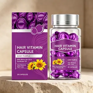 Restore Damaged Hair & Add Shiny Purple Shine – Hair Vitamin Capsules 30ct – with Moroccan Oil & Sunflower Oil – Repairs Dry, Brittle & Color-Treated Hair – Daily Hair Care Softgels