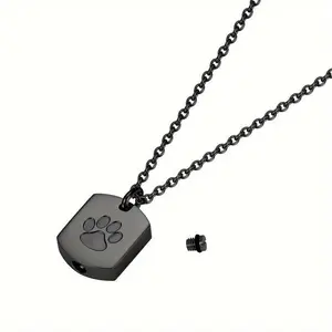 1pc Dog Claw Tag Stainless Steel Cremation Urn Necklace for Ashes Keepsake, Cremation Jewelry Stainless Steel Memorial Pendant Necklace Chain