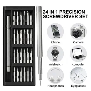 24PC Precision Magnetic Screwdriver Bit Set with Portable Case, Professional Electronics Repair Tools and Gadgets Kit for Mobile Phone, 24-in-1 Hand Tool Set for PC