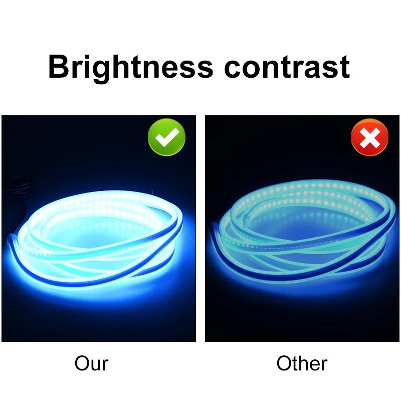 Car Hood Light Strip, 70 Inch 12V Flexible Waterproof LED Lights for Car, Universal Engine Cover Decoration Accessories for Cars, SUVs, Trucks, Dynamic Scan Start-up Effect