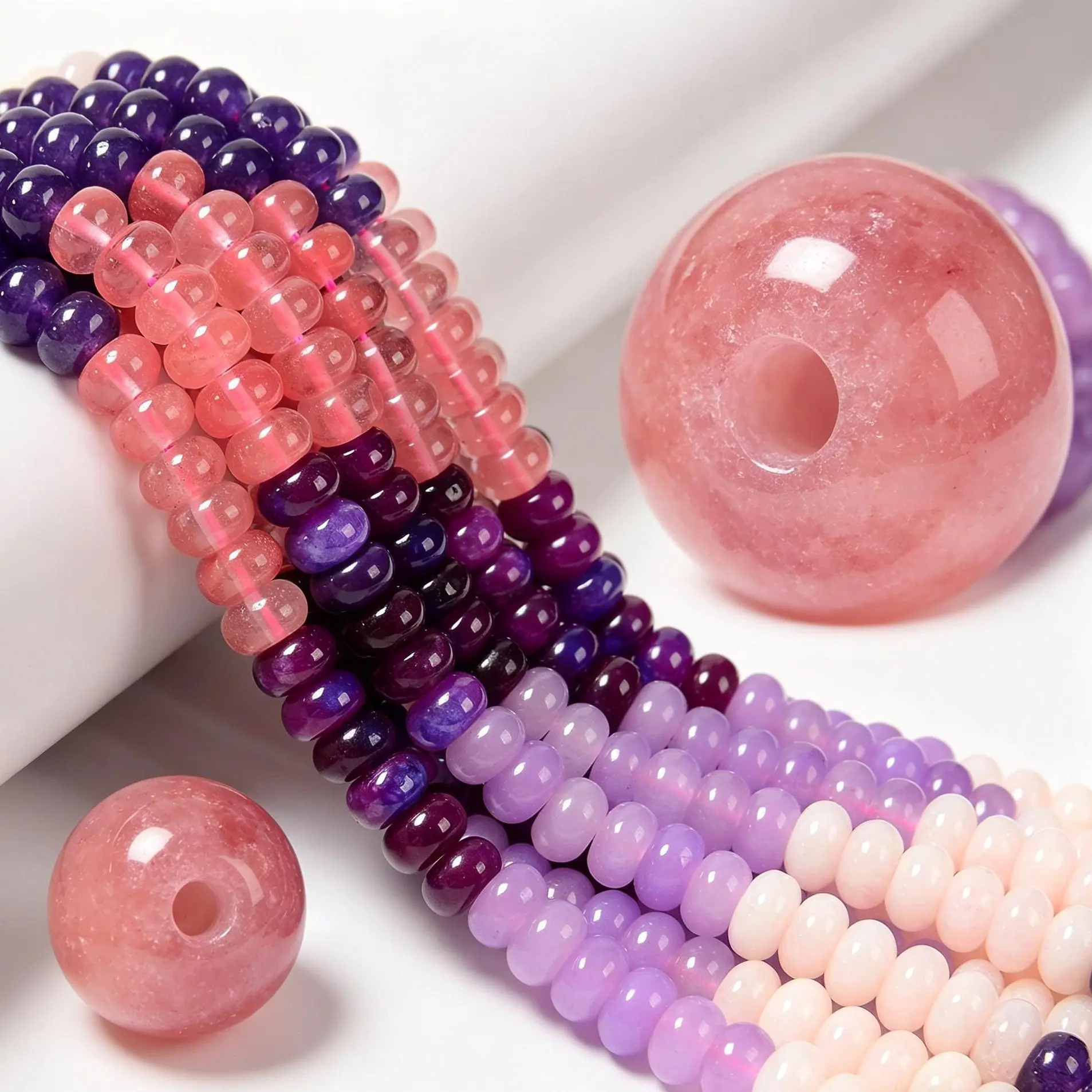 08-Multi-color Dyed Jade Smooth Rondelle Beads Size 5x8mm 15.5'' Strand