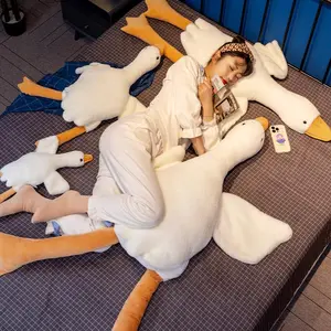 50-160cm Fluffy White Goose Plush Pillow Stuffed Animal Like Real Cushion Soft Sleeping Companion Kids Gift