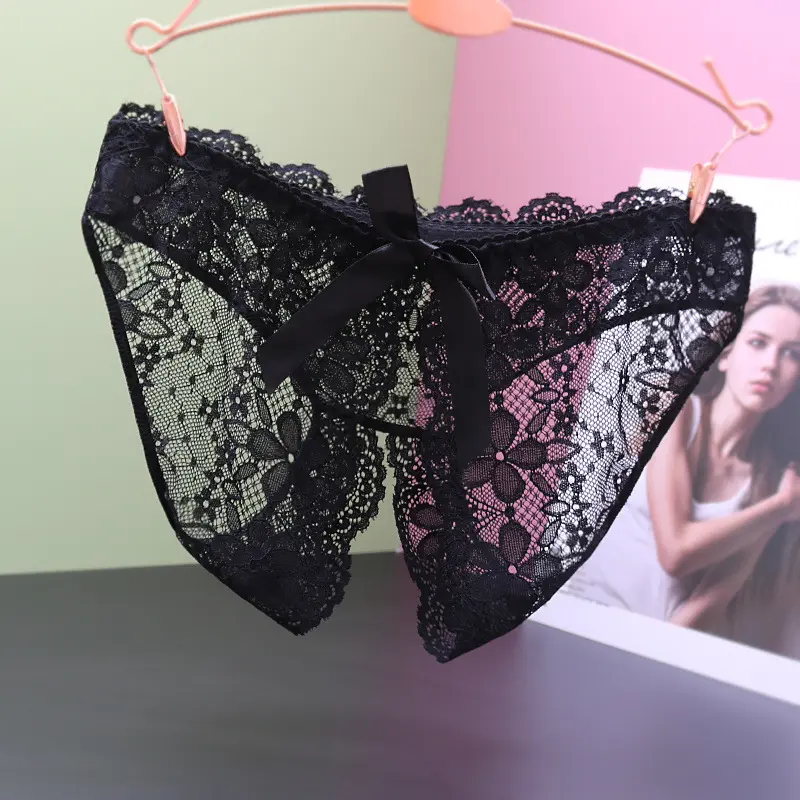 Plus Size Women's Open Crotch Underwear Panties No Need to Take Off See-through Mesh Sexy Triangle Panties