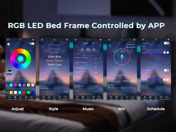 Sikaic LED Bed Frame with Charging Station Remote Control Storage Headboard Sturdy Wooden Slats Black Sikaic LED Bed Frame with Charging Station Remote Control Storage Headboard Sturdy Wooden Slats Black