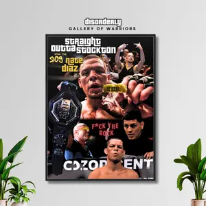 Nate Diaz POSTER UNFRAMED , Stockton, GTA, UFC POSTER UNFRAMED , MMA POSTER UNFRAMED , Fighter Motivation, Bedroom Wall Decoration, Wall Decor, Wall Art