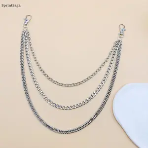 Y2K Wallet Chain for Men, Multi Layer Metal Pants Chain, Hip Hop Streetwear Jeans Chain, Punk Style Keychain for Belt Loop, Aesthetic Outfit Chain for Daily Wear