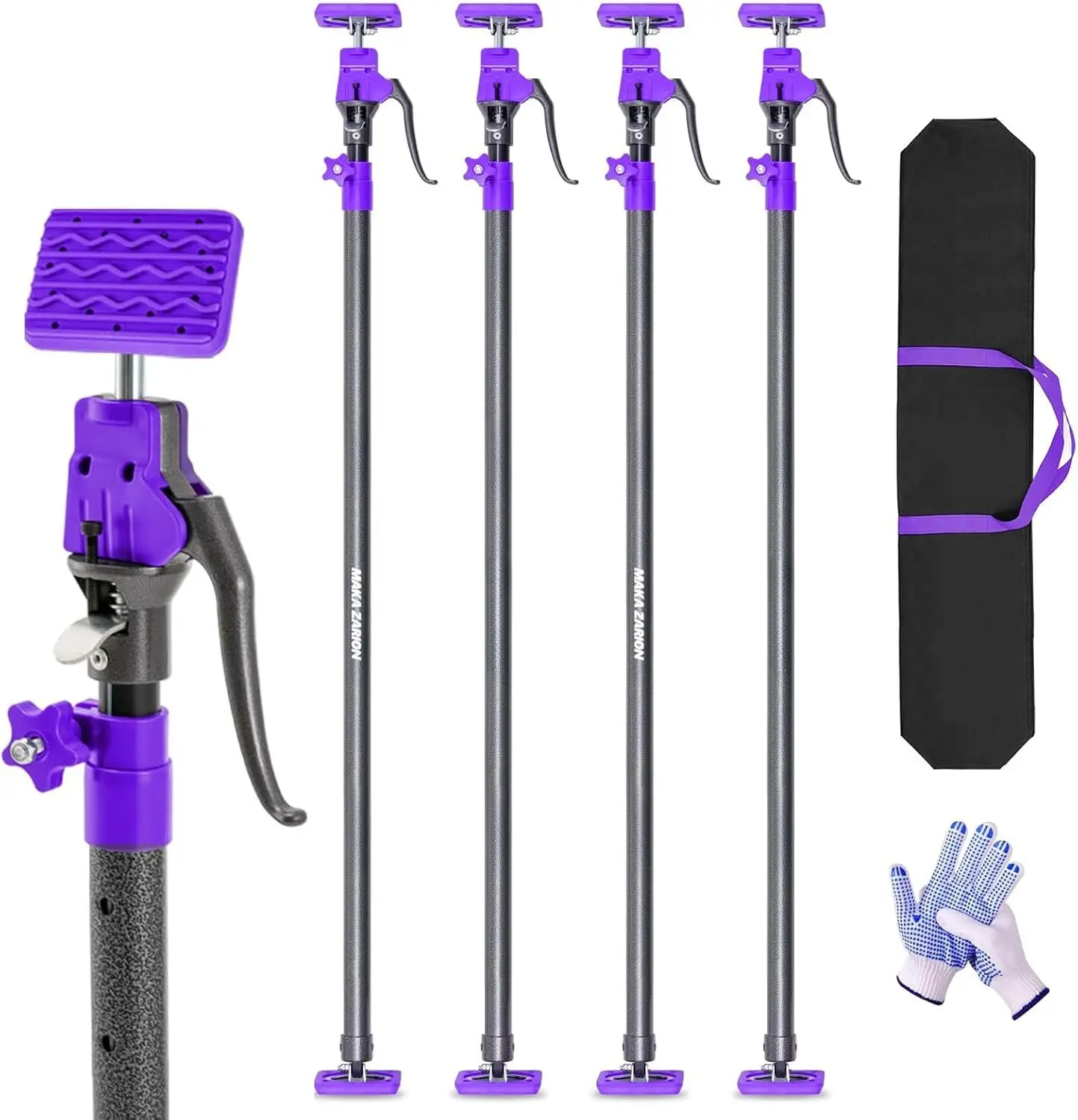Quality Steel Adjustable Cabinet Jack Support Pole, Quick Support Rod & Drywall Jack, Zip Wall Dust Barrier System, 3rd Hand Support System 154LB, Cabinet Installations from 49.2-114.2 in, 4-Pack