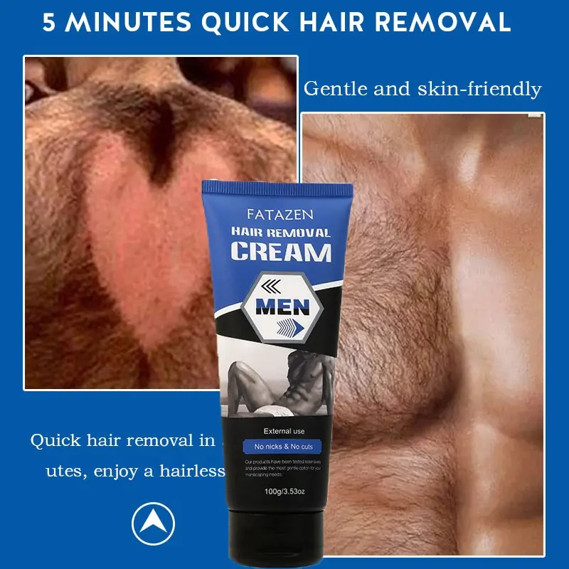 Fatazen 100g Natural Plant Extract Men's Hair Removal Cream, Gentle & Soothing, Inhibits Hair Regrowth, Easy to Rinse, Non-Irritating