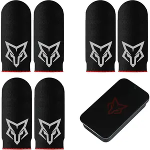 Mobile Phone  Finger Sleeves [6pcs], Anti- Breathable,Gaming Sleeve,Thumbs Finger Gloves Cover Sleeve for League of Legend, PUBG, Rules of ,  Out (Black [Carbon Fibre])