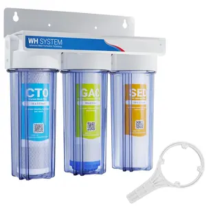3 Stage (Good for City ) 10 inch Standard  Filtration System for Whole House - Sediment + GAC + CTO  Carbon -  3/4  Inlet/Outlet - Model : WH-SC2